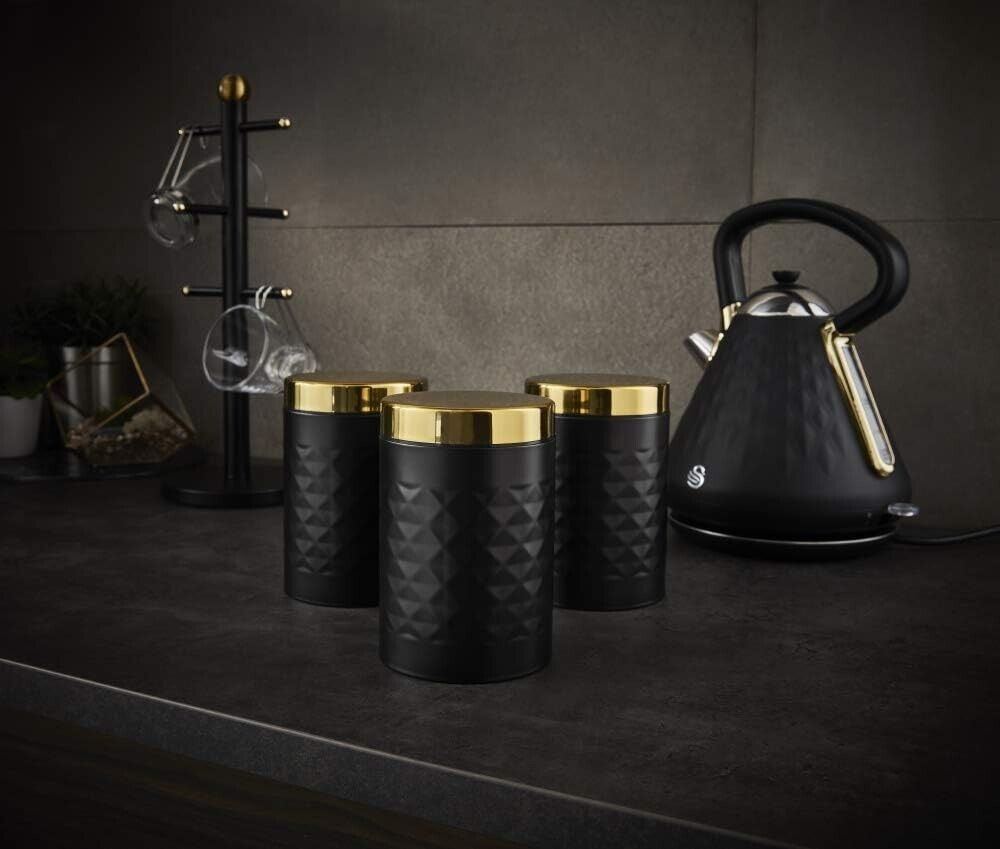 Swan Gatsby Canister Set Kitchen Canisters SWKA17523BLKN (Black)