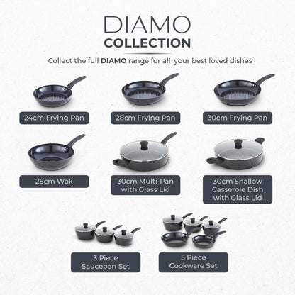 Tower Diamo 5 Piece Cookware Set 18/20/22cm Saucepans with Tempered Lids T900130