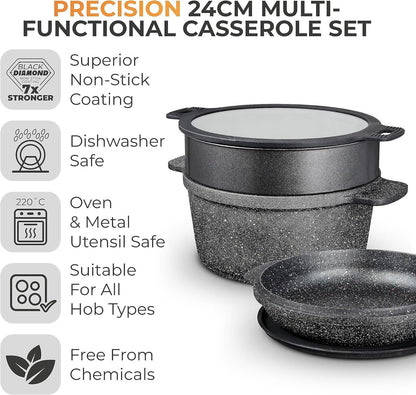 Tower Precision Multi-Functional Casserole Pan Set Dish with Lid