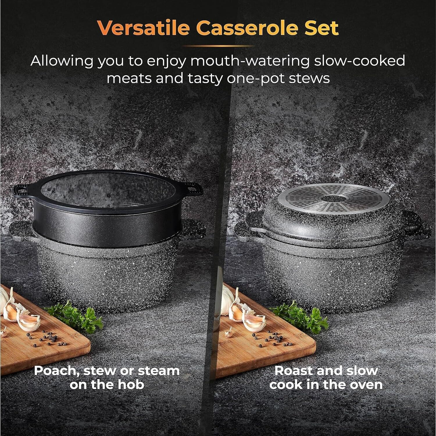 Tower Precision Multi-Functional Casserole Pan Set Dish with Lid