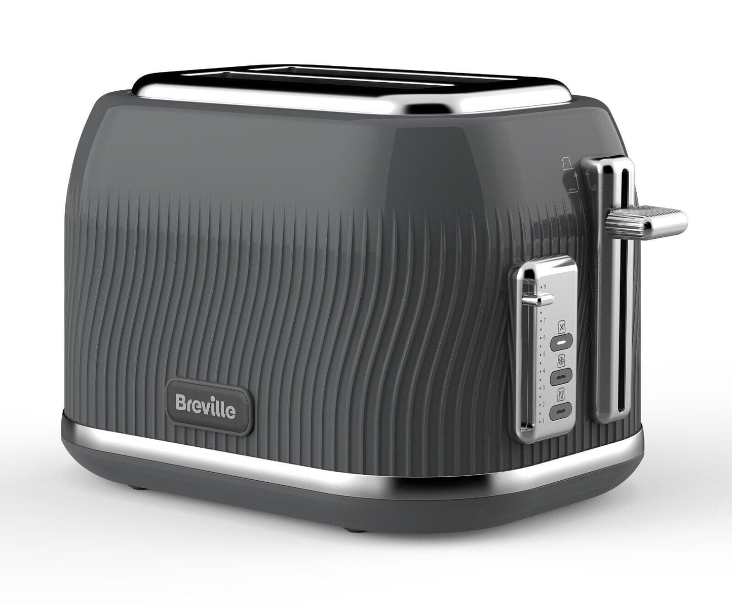 Breville 2 Slice Toaster - Modern Kitchen Dark Grey & Silver Accents VTT889